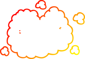 warm gradient line drawing of a cartoon smoke cloud png