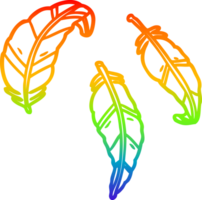 rainbow gradient line drawing of a feathers png