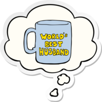 worlds best husband mug with thought bubble as a printed sticker png