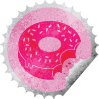 pegatina de pelado circular de donut helado mordido png