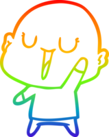 rainbow gradient line drawing of a happy cartoon bald man png