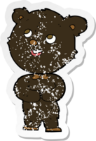 retro distressed sticker of a cartoon cute teddy bear png