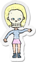 retro distressed sticker of a girl wearing skull mask png