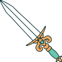 image de style de tatouage emblématique d'un poignard png