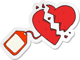 sticker of a cartoon luggage tag on broken heart png