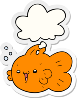 cartoon fish with thought bubble as a printed sticker png