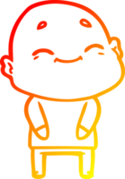 warm gradient line drawing of a happy cartoon bald man png