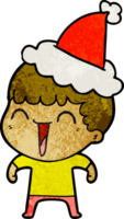 mão desenhado texturizado desenho animado do uma feliz homem vestindo santa chapéu png