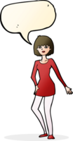 Cartoon-Frau im Kleid mit Sprechblase png