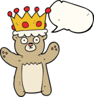 drawn speech bubble cartoon teddy bear wearing crown png