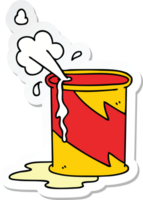 sticker of a quirky hand drawn cartoon exploding oil can png