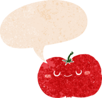 cartoon apple with speech bubble in grunge distressed retro textured style png
