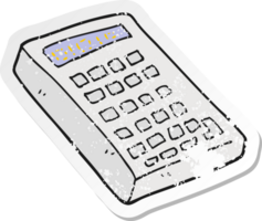 retro distressed sticker of a cartoon calculator png