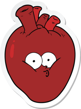 sticker of a cartoon confused heart png