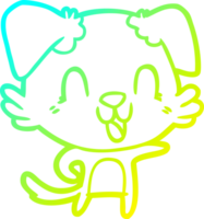cold gradient line drawing of a laughing cartoon dog png