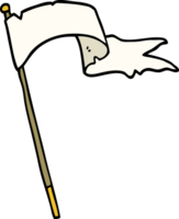 dessin animé doodle agitant le drapeau de la bannière blanche png