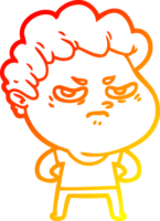 warm gradient line drawing of a cartoon angry man png