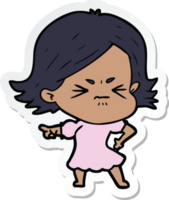 sticker of a cartoon angry woman png