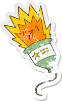 distressed sticker of a party popper cartoon png