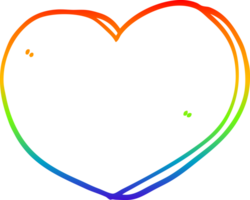 rainbow gradient line drawing of a cartoon love heart png