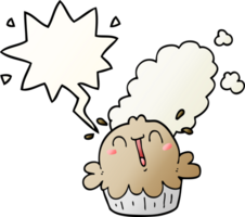 cute cartoon pie with speech bubble in smooth gradient style png