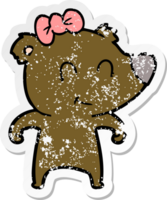 vinheta angustiada de um desenho de urso feminino png