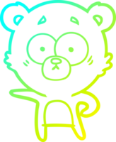 cold gradient line drawing of a surprised polar bear cartoon png