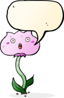 Cartoon schockierte Blume mit Sprechblase png