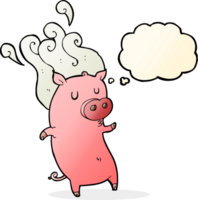 smelly cartoon pig with thought bubble png