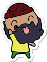 sticker of a man with beard sticking out tongue png