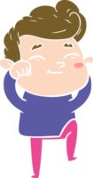 happy flat color style cartoon man png