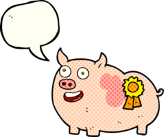 dibujado cómic libro habla burbuja dibujos animados premio victorioso cerdo png