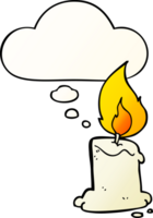 cartoon candle with thought bubble in smooth gradient style png