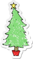 pegatina angustiada de un árbol de navidad de dibujos animados png