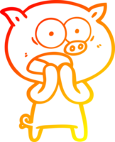 warm gradient line drawing of a cartoon pig shouting png