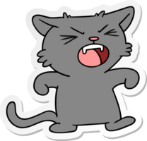 mão desenhado adesivo desenho animado rabisco do uma gritando gato png