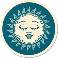 sticker of tattoo in traditional style of a sun png