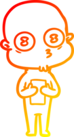 warm gradient line drawing of a cartoon weird bald spaceman png