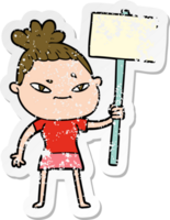 distressed sticker of a cartoon woman png