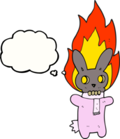 disegnato pensato bolla cartone animato fiammeggiante cranio coniglio png