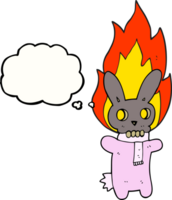 desenhado pensamento bolha desenho animado flamejante crânio Coelho png