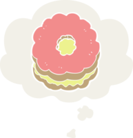 dibujos animados galleta con pensamiento burbuja en retro estilo png