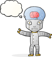 funny cartoon robot with thought bubble png