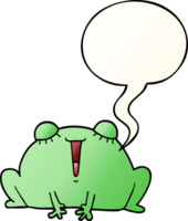 mignonne dessin animé grenouille avec discours bulle dans lisse pente style png