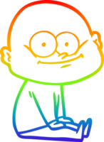 regenboog helling lijn tekening van een tekenfilm kaal Mens staren png