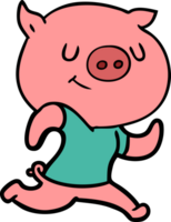 happy cartoon pig running png