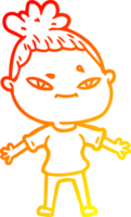 warm gradient line drawing of a cartoon woman png