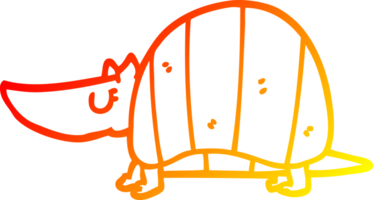 warm gradient line drawing of a cartoon armadillo png