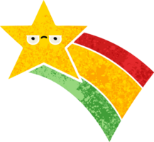 retro illustration style cartoon of a shooting rainbow star png