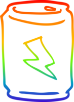 rainbow gradient line drawing of a cartoon can of energy drink png